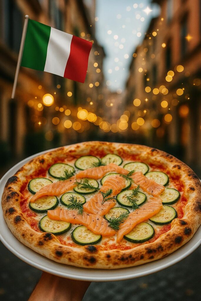Pizza Saumon Courgette : L’Élégance sur une Pâte Fine